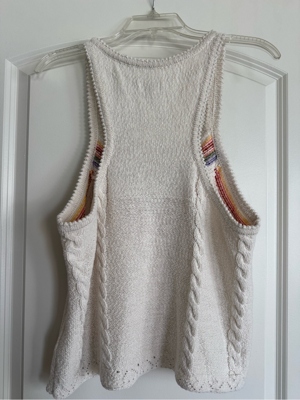 PILCRO Sunshine Motif Fringed Crop Sweater Tank Top - Large - Picture 7 of 9